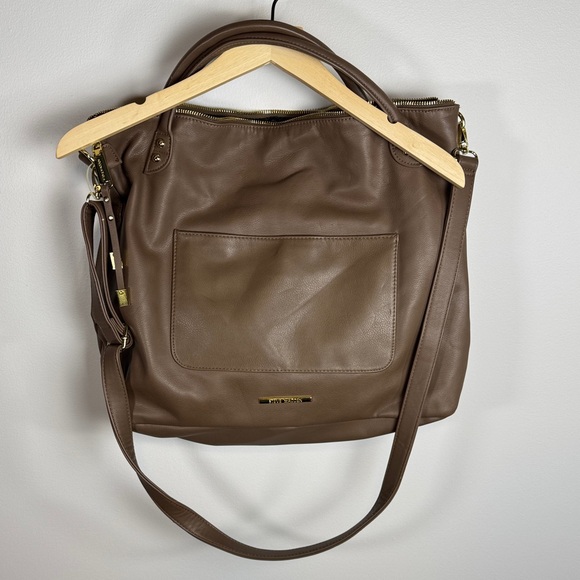 Steve Madden Handbags - Steve Madden Brown Flex Leather Zip Hobo Flap Tote Shoulder Bag Purse NWOT